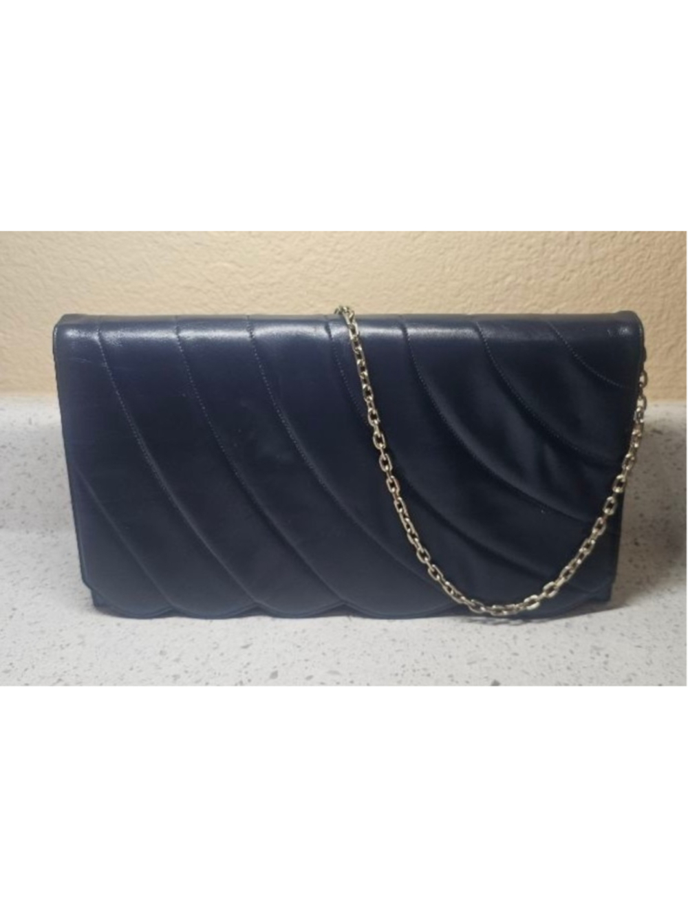 Women's Chic de Paris Blue Leather Clutch Bag